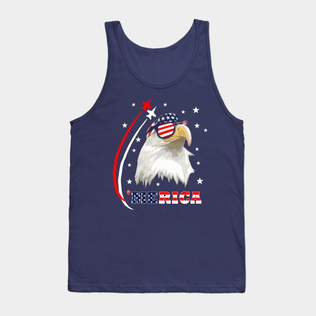 American Bald Eagle Merica Patriot Tank Top by Nerd_art